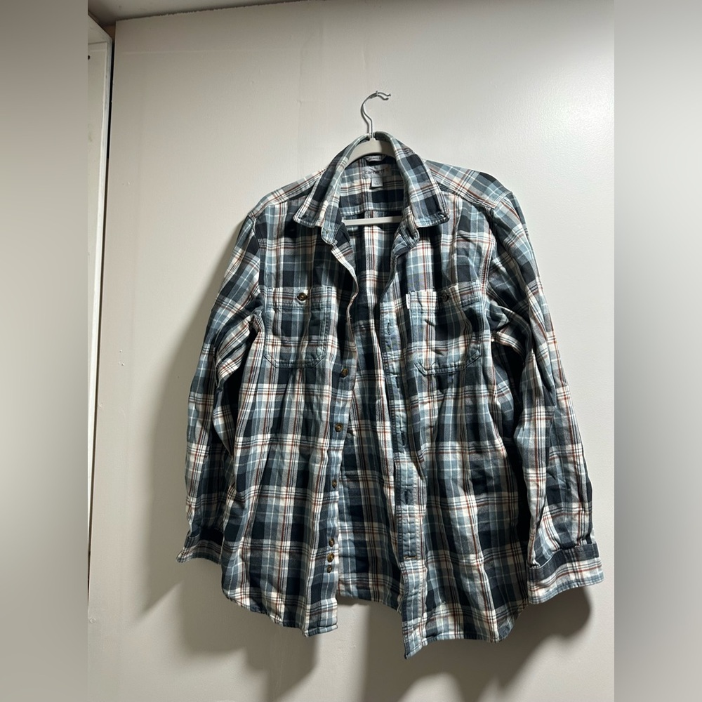 Carhartt Gray and White Plaid Shirt